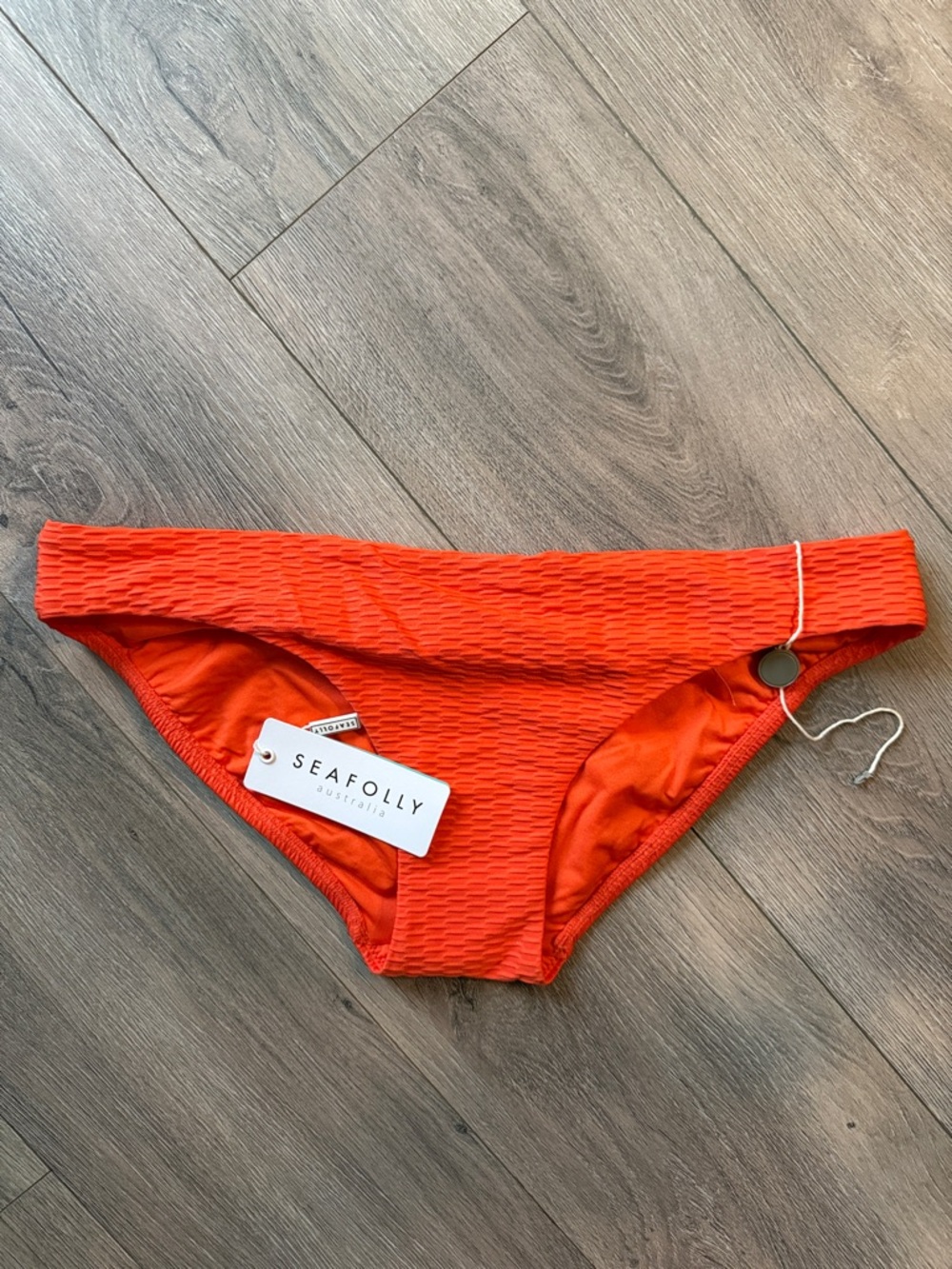 Seafolly Bright Orange Textured Bikini Bottom Size 8 US